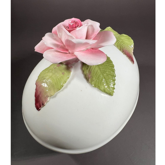 Vintage Aynsley Hand Paint Porcelain Fine China Egg Shape Trinket Box Easter - Picture 5 of 9